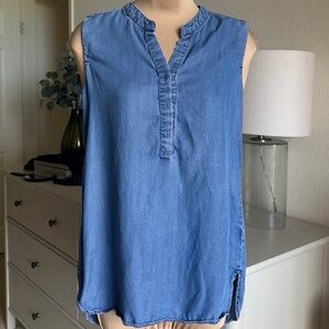 VELVET HEART Sleeveless Tencel Chambray Blouse